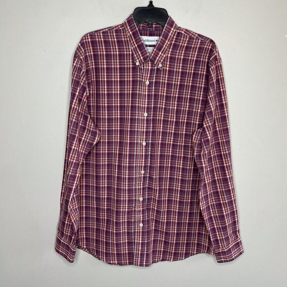 SADDLEBRED Shirt Mens Large L Classic-Fit Long Sleeve Red Plaid Button-Down - Picture 1 of 6